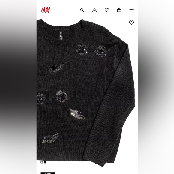 Black DIVIDED Knit and Sequin Sweater by H&M - Halloween! - Picture 3 of 4